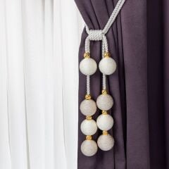 8 Toplu İp Sargı Perde Toplayıcı – Renso Braçol Takım Krem-Nohut