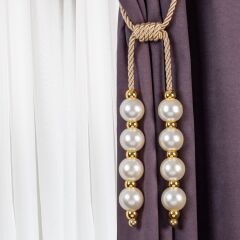 Kornişe Takmalı İnci Perde Bağı Braçol Perde Aksesuarı