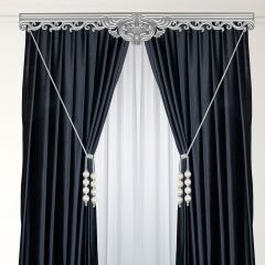 Kornişe Takmalı İnci Perde Bağı Braçol Perde Aksesuarı Gümüş