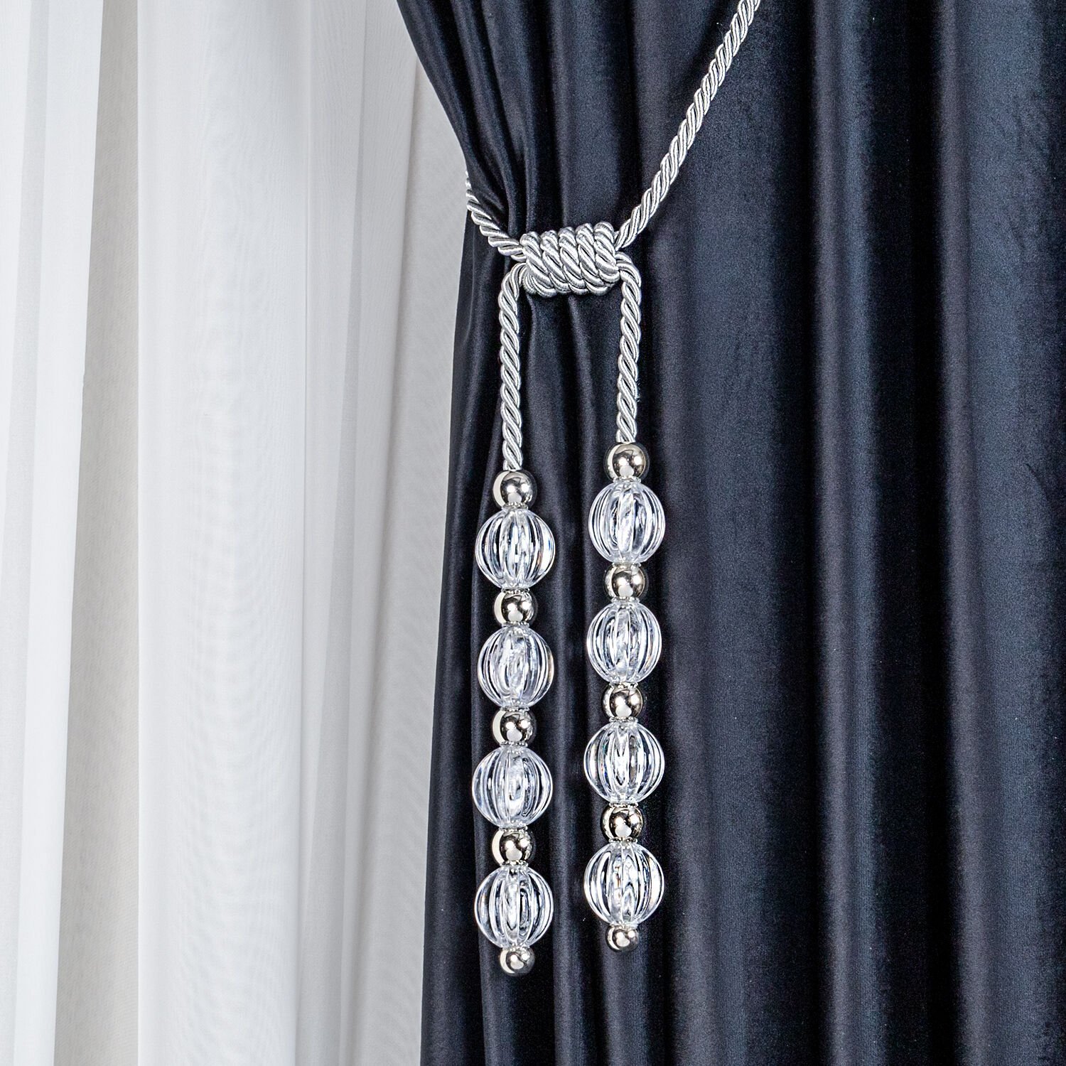 Kornişe Takmalı Perde Bağı Braçol Perde Aksesuarı Gümüş