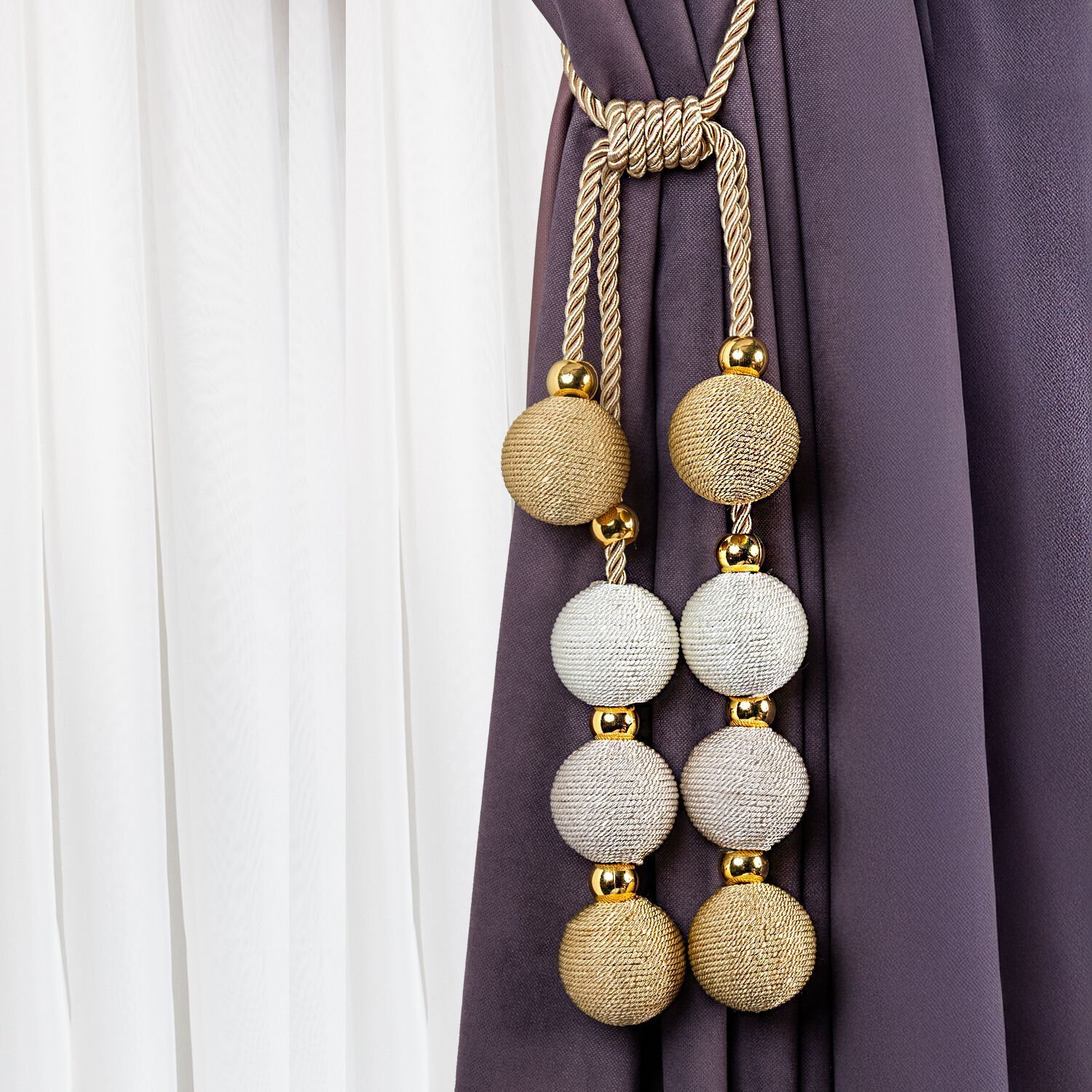 Kornişe Takmalı 8 Toplu İp Sargı Perde Bağı Braçol Perde Aksesuarı