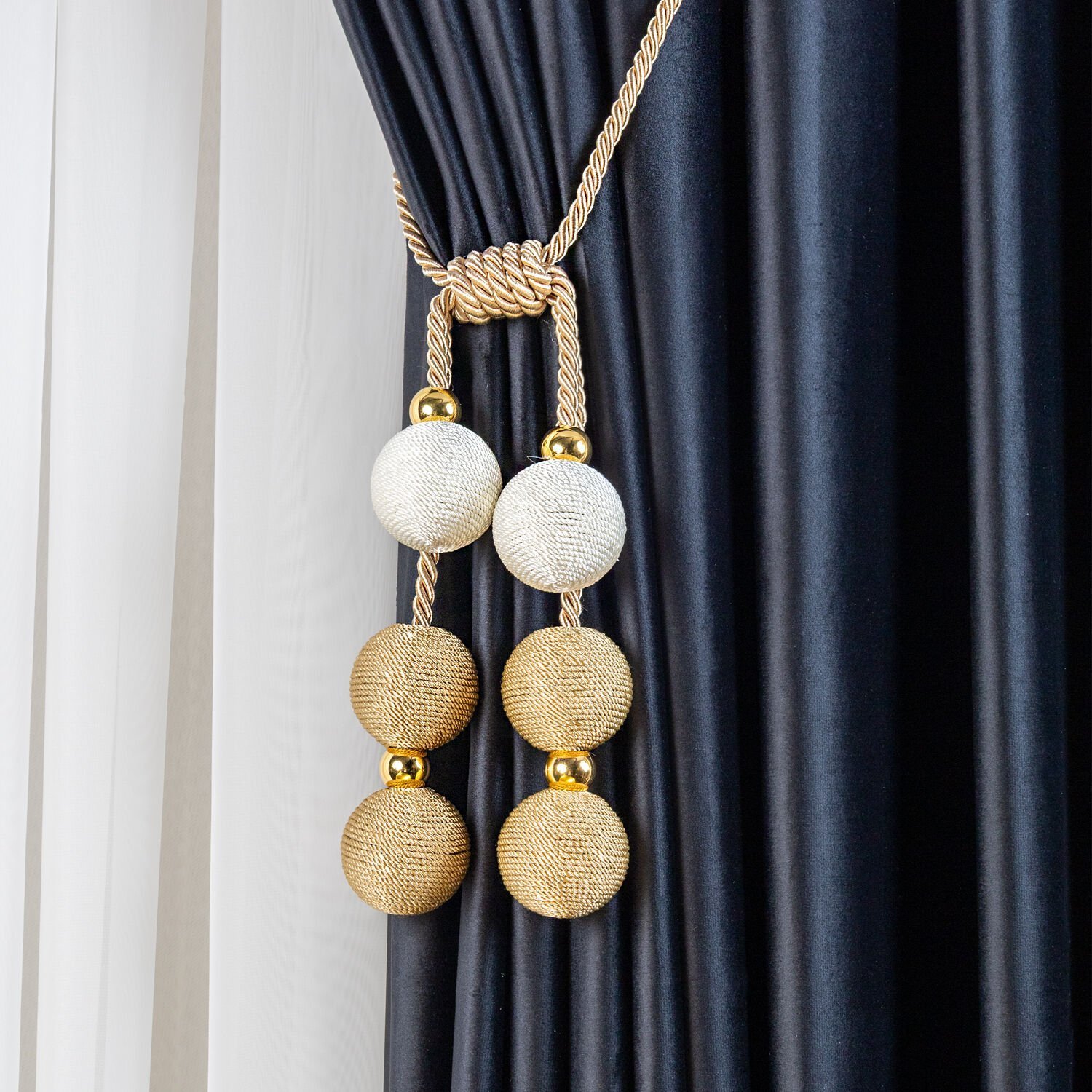 Kornişe Takmalı 6 Toplu İp Sargı Perde Bağı Braçol Perde Aksesuarı