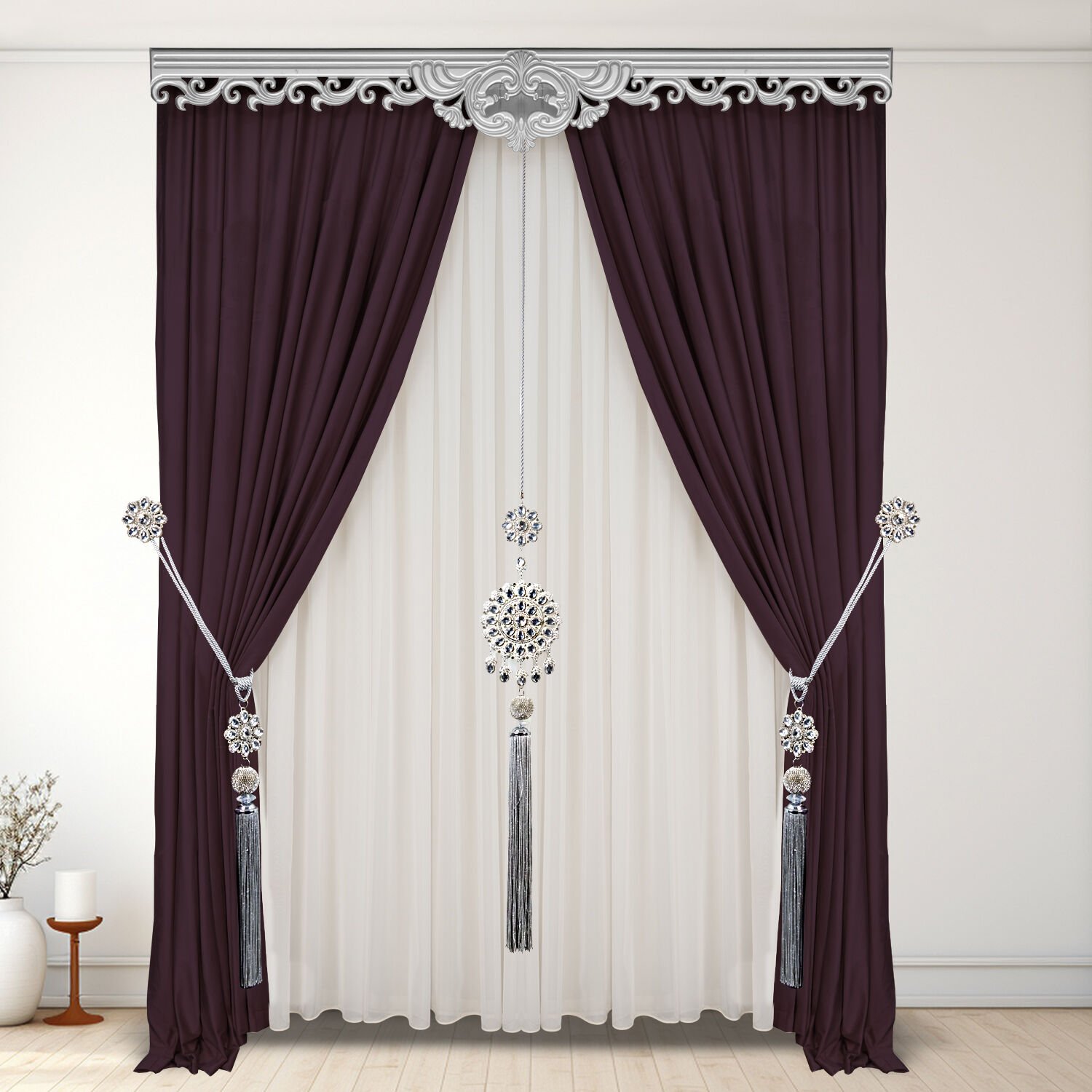 Çiçek Model Taşlı Perde Toplayıcı – Renso Braçol Takım