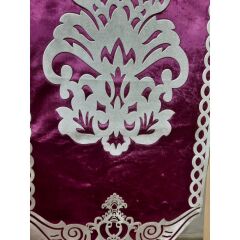 İpek Kadife Üzerine Lazer Kesim Baskı Dekoratif Perde Runner