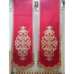 İpek Kadife Üzerine Lazer Kesim Baskı Dekoratif Perde Runner