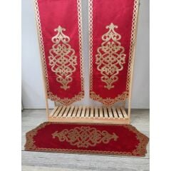 İpek Kadife Üzerine Lazer Kesim Baskı Dekoratif Perde Runner