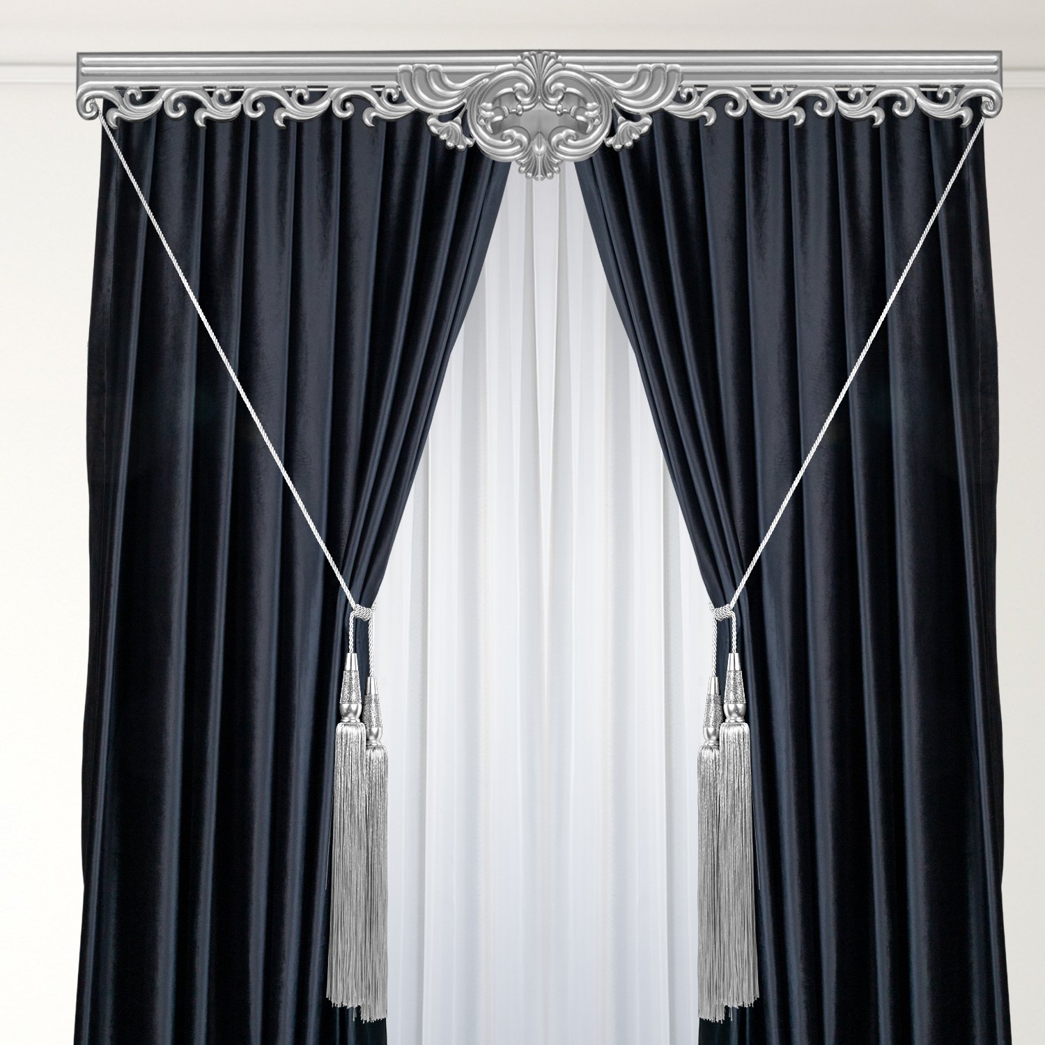 Kornişe Takmalı Taşlı Ahşap Perde Bağı Braçol Perde Aksesuarı