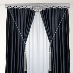 Kornişe Takmalı Taşlı Ahşap Perde Bağı Braçol Perde Aksesuarı