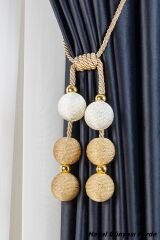 Kornişe Takmalı 6 Toplu İp Sargı Perde Bağı Braçol Perde Aksesuarı