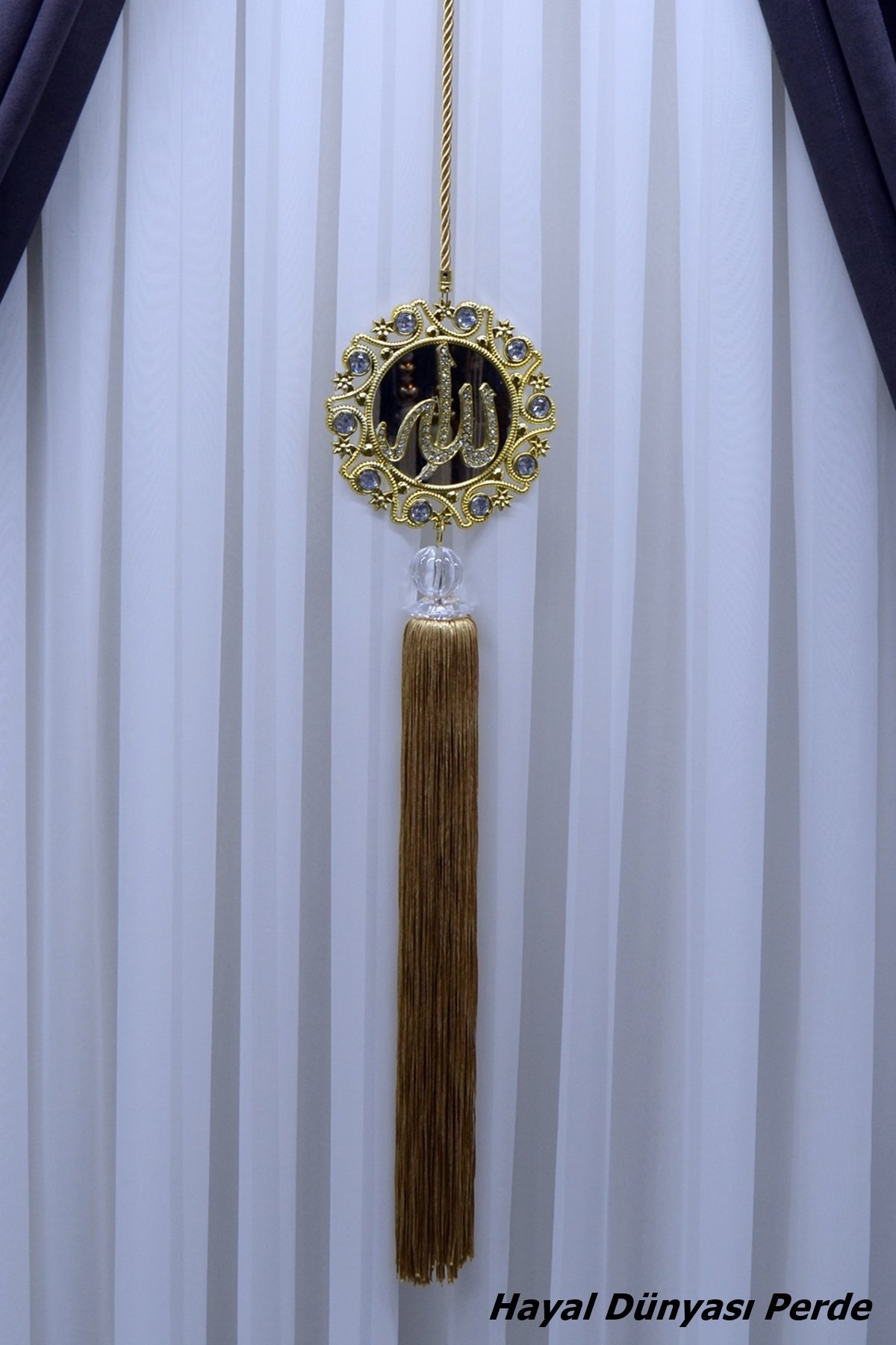 Özel Tasarım Allah Yazılı Perde Sarkıt Süsü Perde Aksesuarı